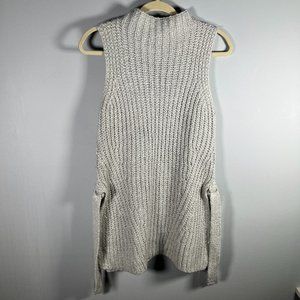 Ann Taylor Luxewear Gray Raised Neck Side Tie Tunic Womens Sweater Size Medium